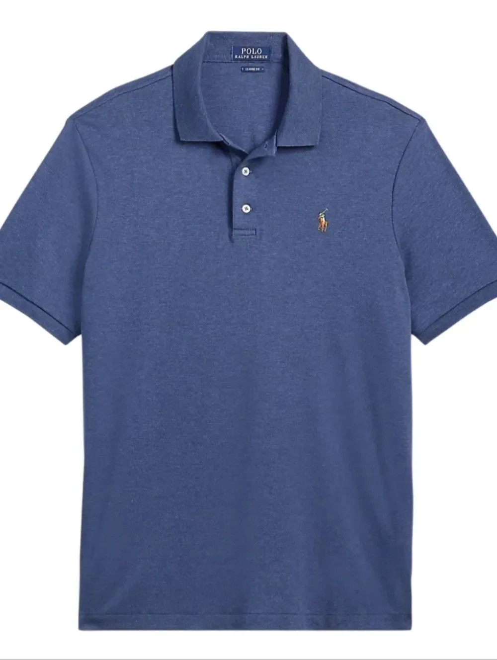 Ralph Lauren Mens Navy Blue Classic Fit Soft Touch Small Pony Cotton Polo Large